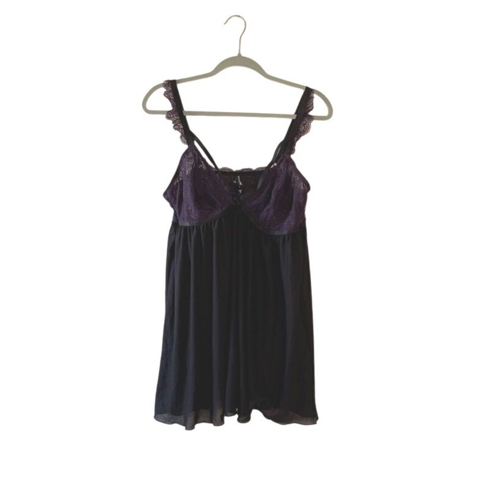 Torrid Curve Purple Lace Black Mesh Babydoll Chemise Lingerie Plus Size 2